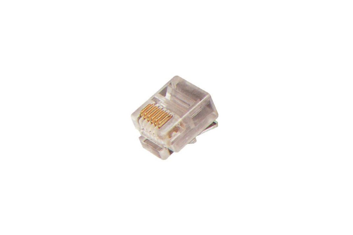 Transparante RJ12-telefoonconnector met zes contacten