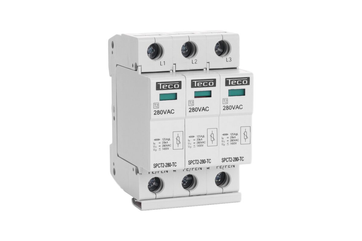 Driepolige overspanningsbeveiliging voor DIN-rail