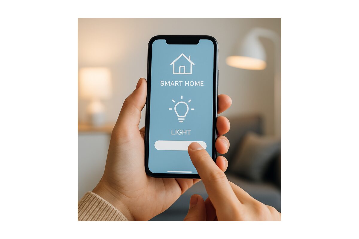 Smartphone met app voor bediening van Smart Home-producten