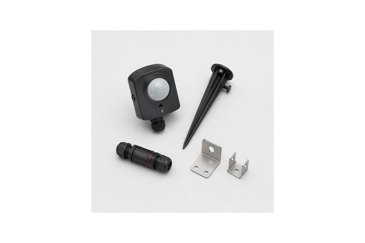 Sensor, grondpin, connector en montagebeugels voor buitenverlichting