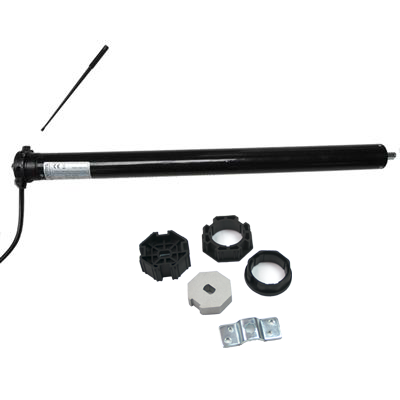 Suno 45S50 buismotor voor rolluiken met adapters en muursteun, 50 Nm en 45 mm diameter
