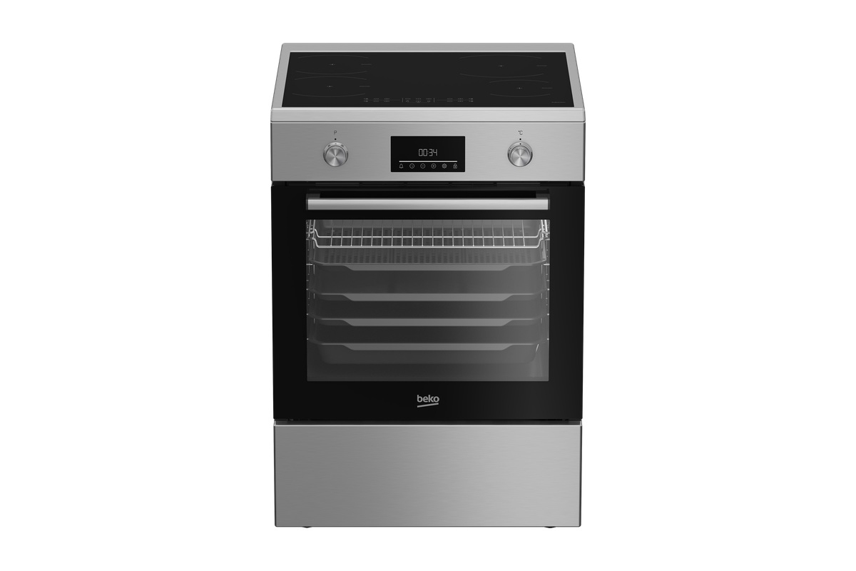 Vrijstaand inductiefornuis met oven in inox