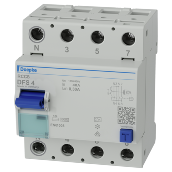 Doepke 09136901: Verliesstroomschakelaar 40A 300mA 4-Polig Neuter-LINKS DFS 4 040-4/0,30-A