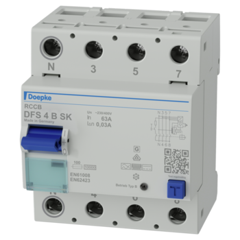 Doepke 09144998: DIFFB 63A 0,03 mA 4P B SK - residual current circuit-breaker DFS 4 063-4/0,03-B SK