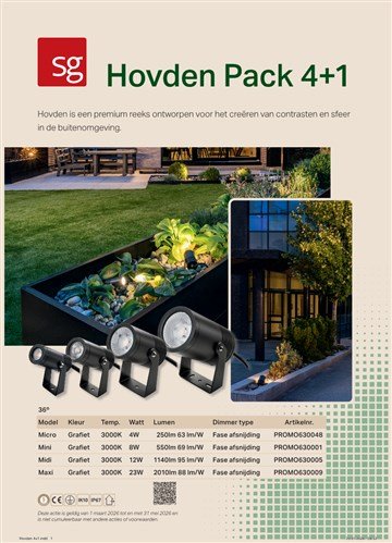 Pack 4+1 Hovden Midi LED 3000K 36°