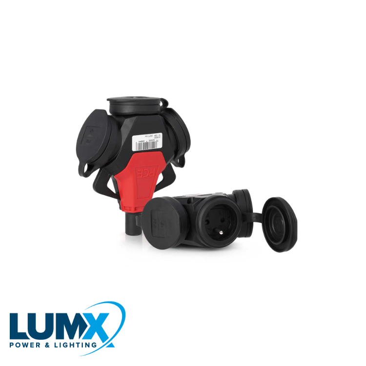 LumX 3-voudige contactblok met klapdeksels / IP 44