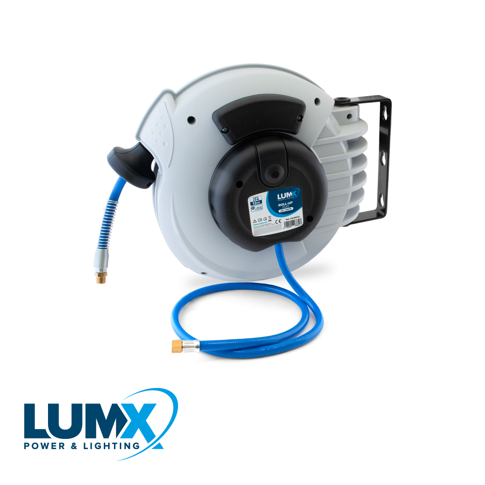 LumX Persluchtslanghaspel ROLL-UP DUO - 12 m - 1/4" F - 1/4"