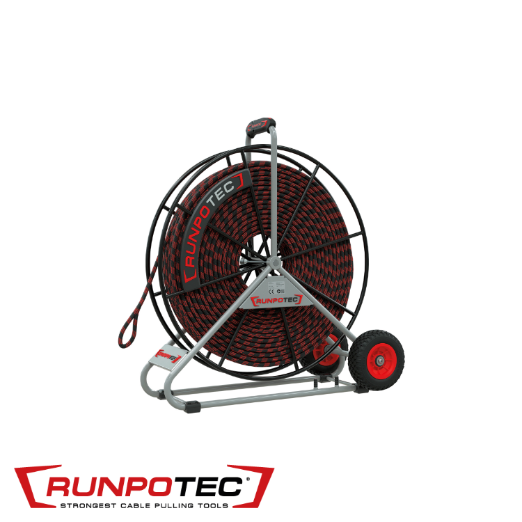 Polyester trekkabel incl. stalen haspel - 10 mm - 200 m