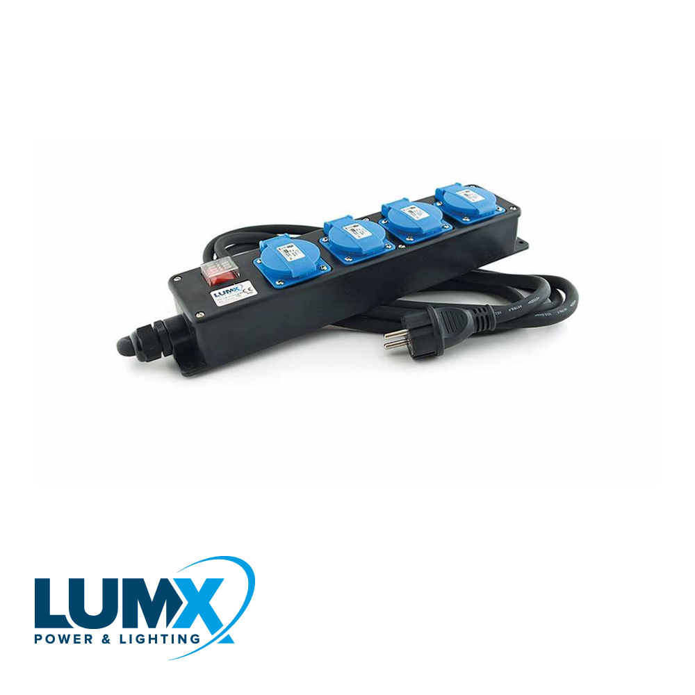 Verdeelblok met 4 stopcontacten en schakelaar - 250V/16A / 1