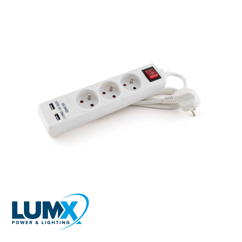 3-voudige stekkerdoos, aan/uit - H05VV-F 3G1,5 mm 1,5 m kabe