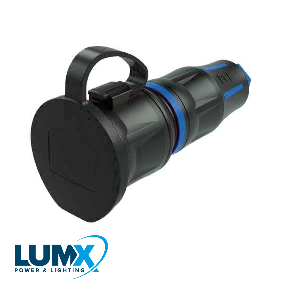 LumX stopcontact met klapdeksel in rubber "Dual System" / TO
