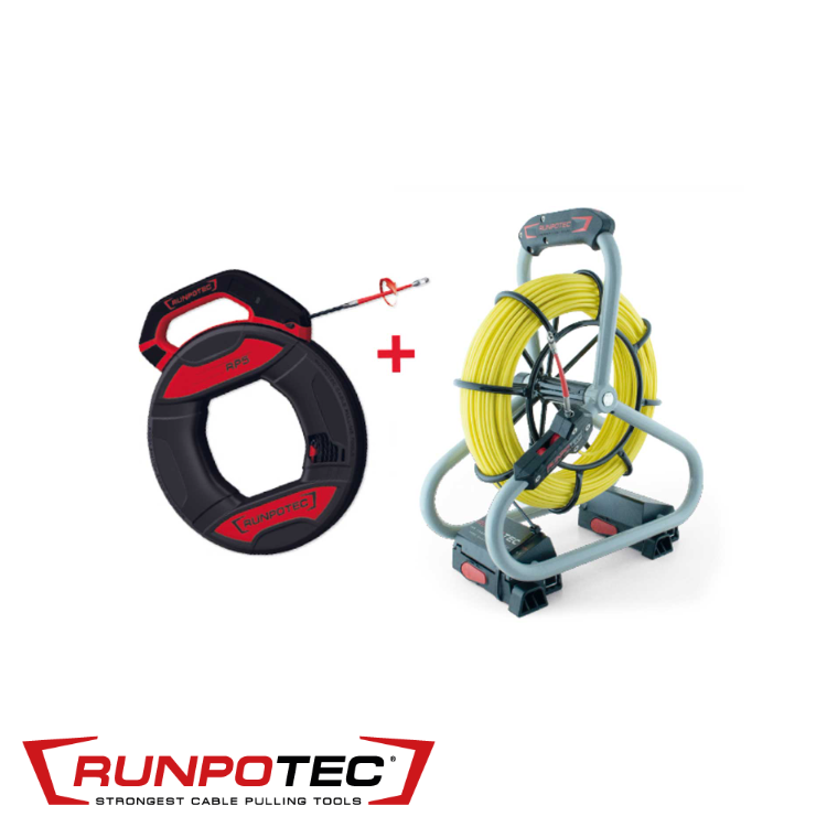 PROFI-SET Glasvezel kabel op afroller Ø 4,5 mm x  60 m + Kab