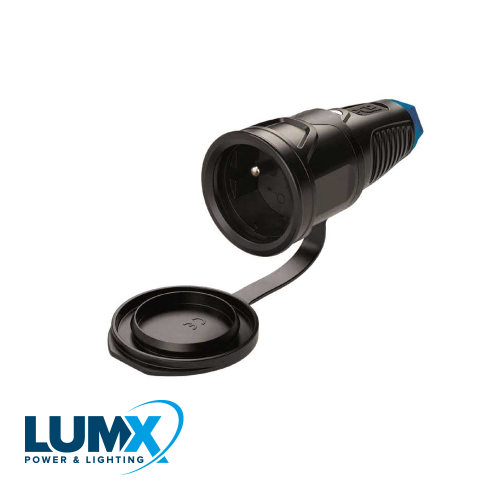 LumX stopcontact met klapdeksel in rubber / IP 54