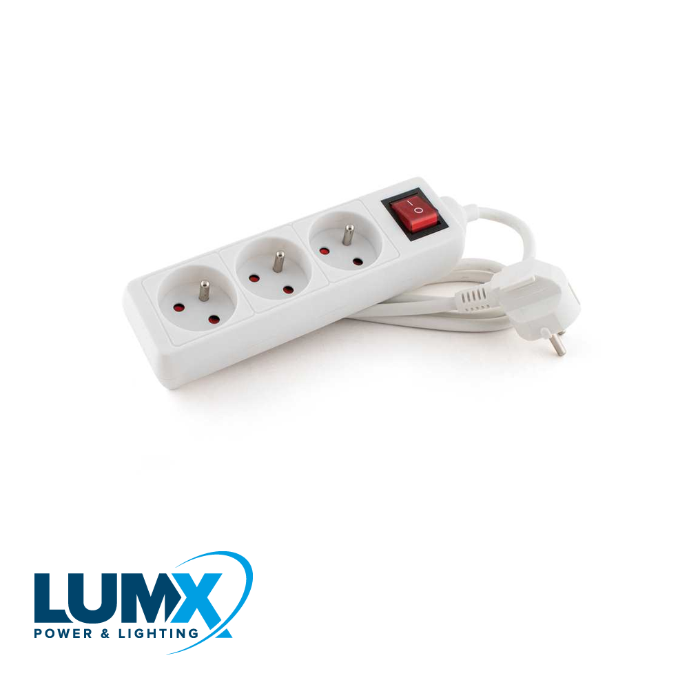 3-voudige stekkerdoos, aan/uit - H05VV-F 3G1,5 mm 1,5 m kabe