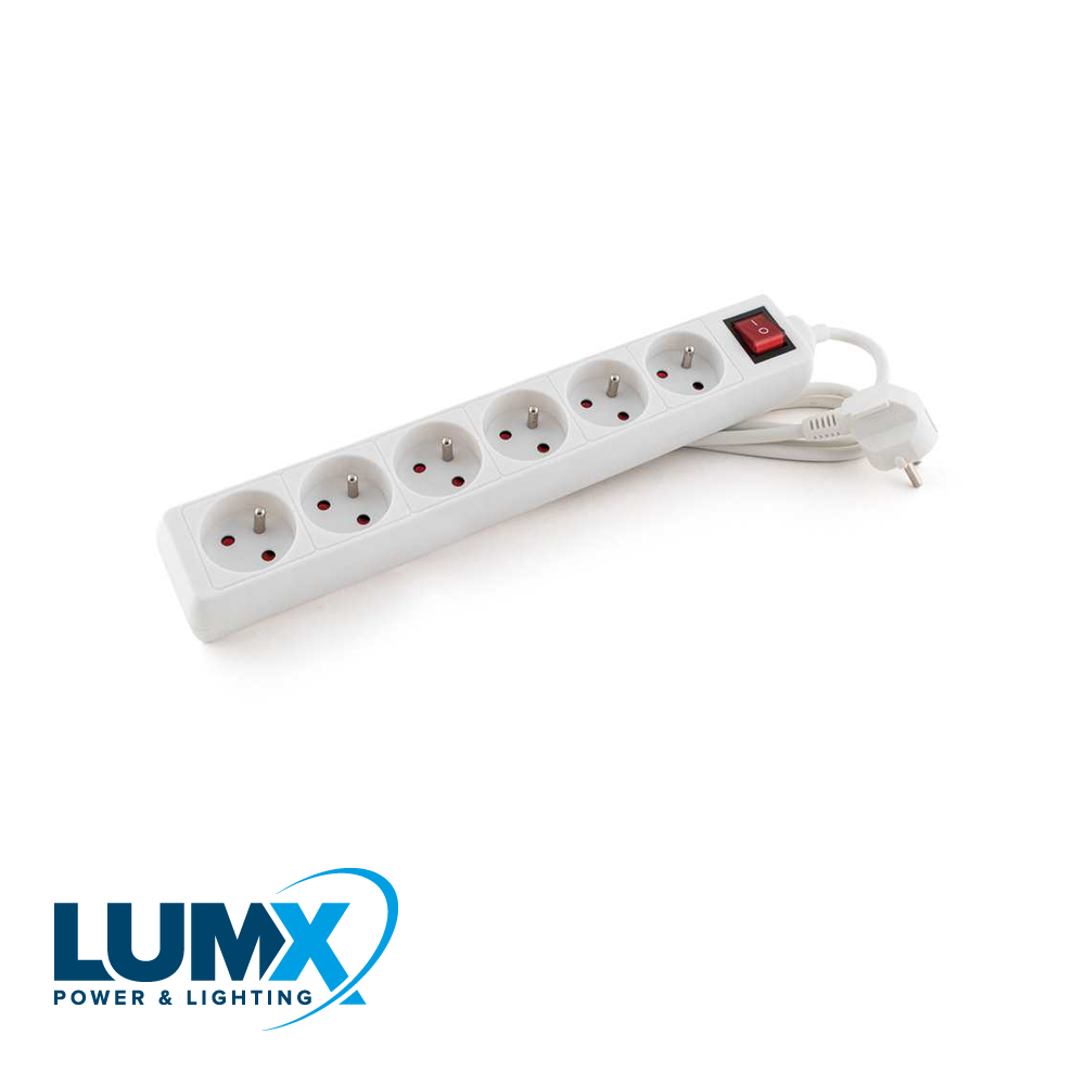 6-voudige stekkerdoos, aan/uit - H05VV-F 3G1,5 mm 5 m kabel