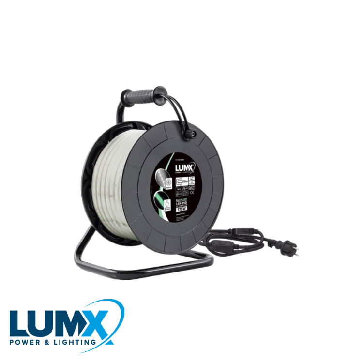 LED lichtslang DUO FLUOR op haspel 25m - 2x60led/m - B=12mm