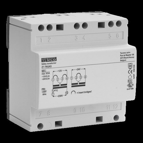 Veiligheidstransformator Teco 63VA 230VAC-12/24VAC