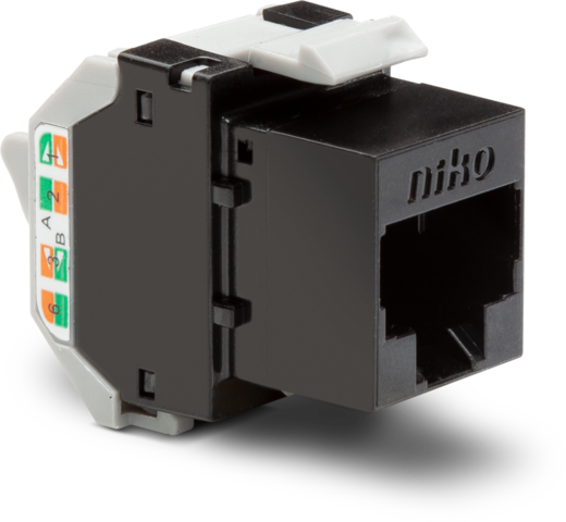 Onafgeschermde RJ45-connector UTP Cat. 6A, klaar voor PoE++,