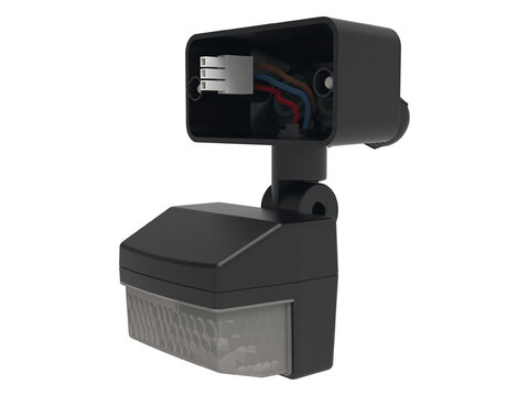 Bewegingsmelder en lichtsensor buiten ZWART opbouw 180° 12m