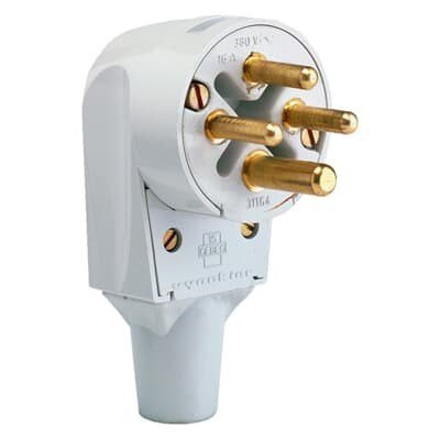 Stekker 4P 16A 400V haaks grijs