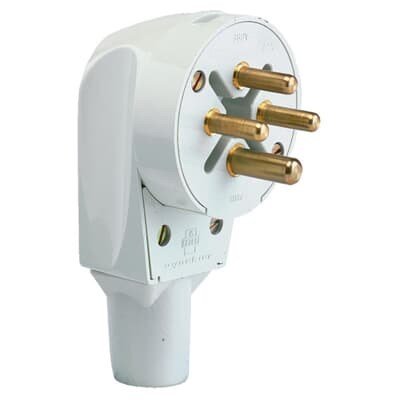 Stekker 3P+A 32A 400V grijs haaks