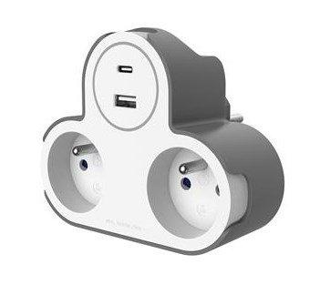 Domino - 1x USB & 1x USB-C 16A - 230V - 3680W max.