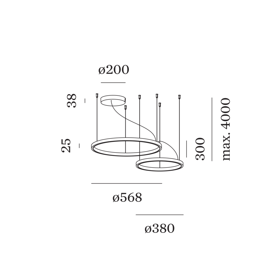 Wever & Ducré - KUJO CEILING SUSPENDED 2.1 LED 2700K M - W271482M3