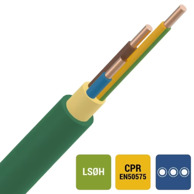 XGB XLPE/LS0H 1kV Cca s1d2a1 groen 3G1,5mm² 100m - XGB 3G1,5 R100