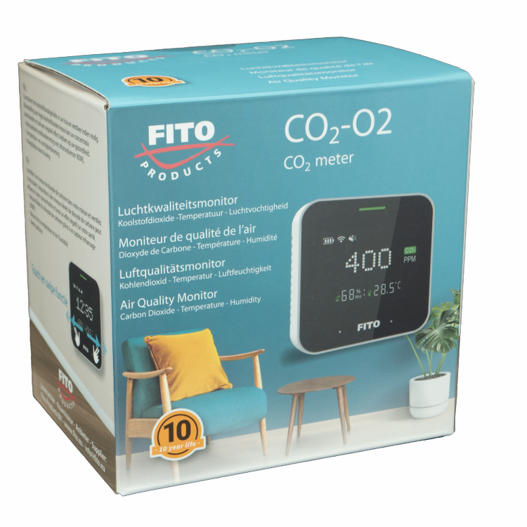 Fito - Luchtkwaliteitsmeter, temperatuur en luchtvochtigheids - CO2-O2