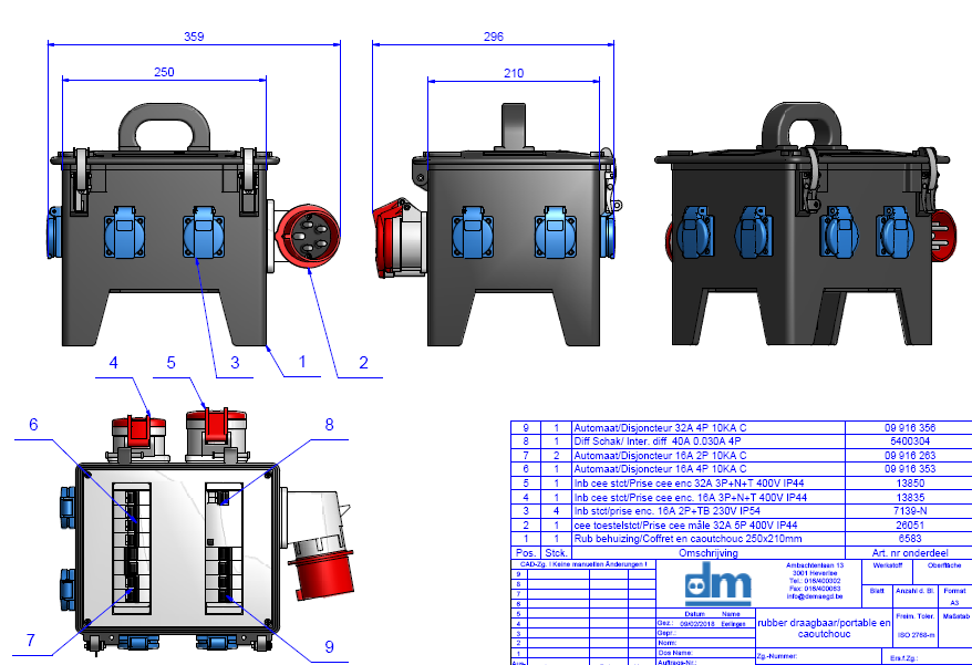 Bals - Volrubberen draagbare combinatiekast 250x210mm - COMBI716AF