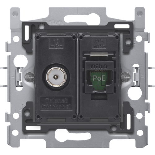 Niko - Combinatie coax met RJ45 aansluiting UTP Cat. 6, klaar voor - 170-66258