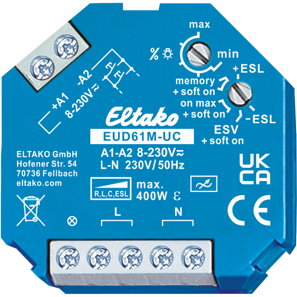 Eltako - Multifuncton. univ. inbouwdimmer +ESL PMosfet 500W - EUD61M-UC
