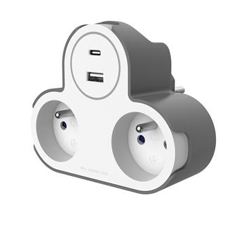 Elix - Domino 1x USB & 1x USB C 16A 230V 3680W max. - 38343