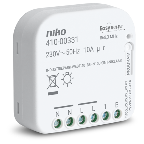 Niko - RF ontvanger, 230 V, 1 N.O. contact, inbouw - 410-00331