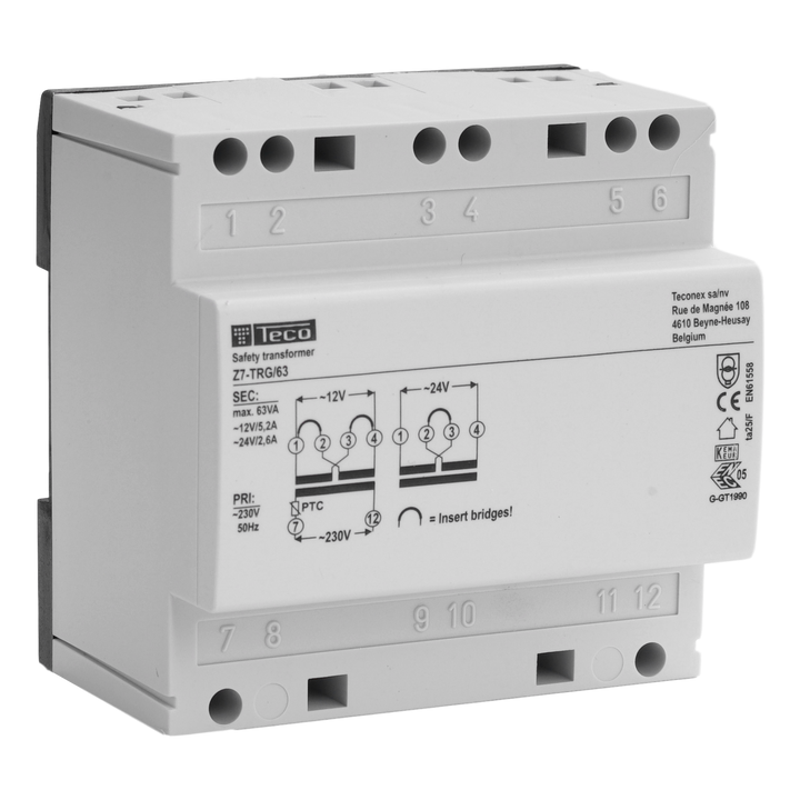 TECO - Veiligheidstransformator 63VA 230VAC 12/24VAC - Z7TRG63
