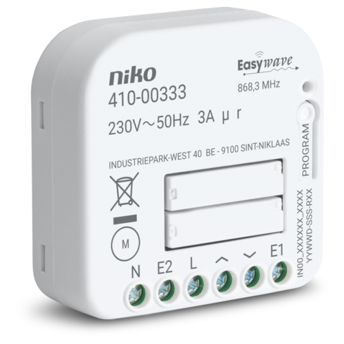Niko - RF ontvanger voor motorsturing, 230 V, 2 N.O. contacten, inb - 410-00333