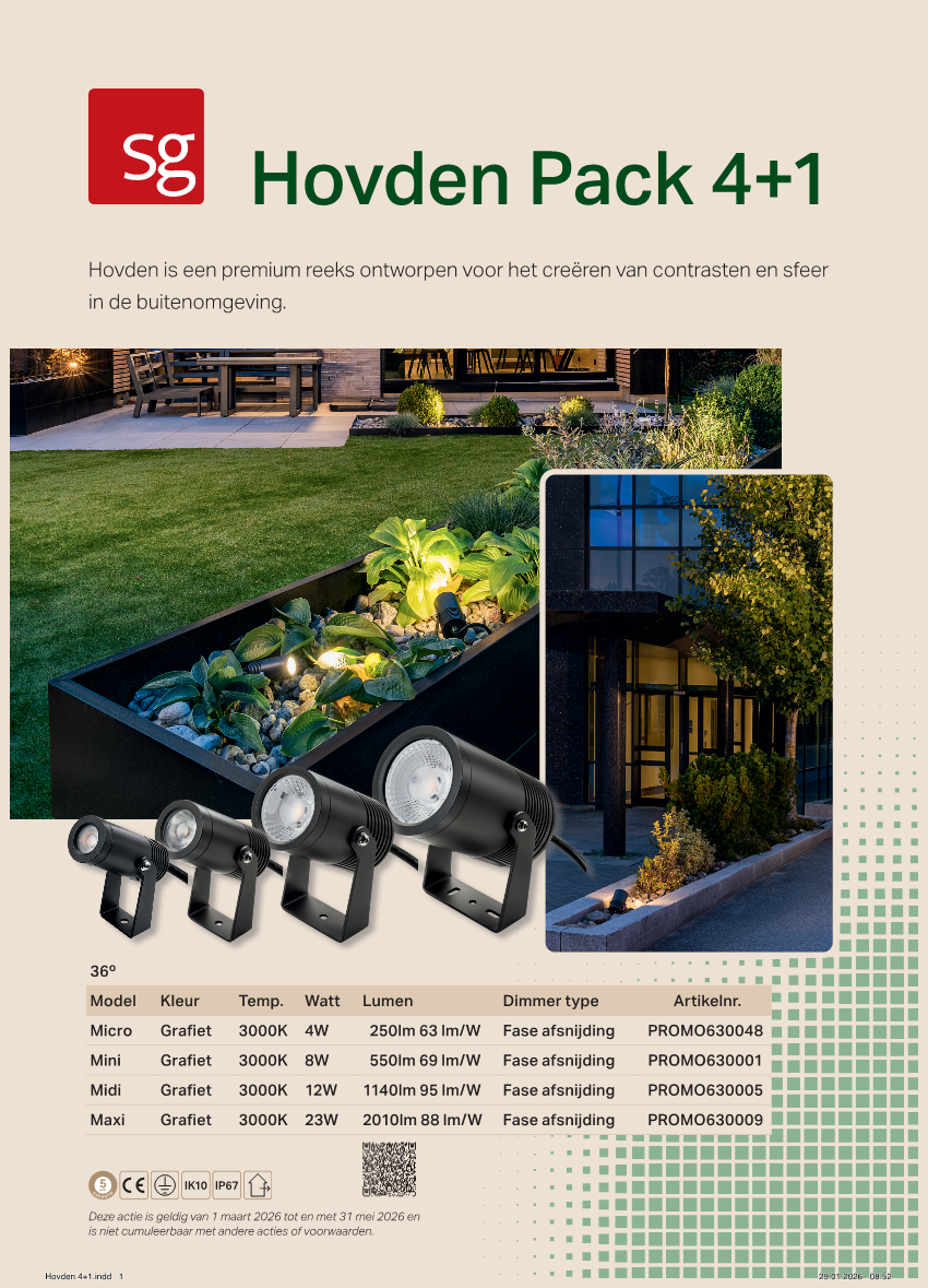 SG Lighting - Pack 4+1 Hovden Maxi LED 3000K 36° - PROMO630009