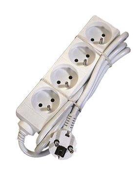 Elix - AC stekkerdoos 4x 2P+A 16A met snoer 3G1.5 Wit 3m - 38315