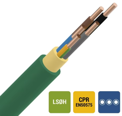 XGB inst.kabel XLPE/LS0H 1kV Cca s1d2a1 groen 5G1,5mm² 100m
