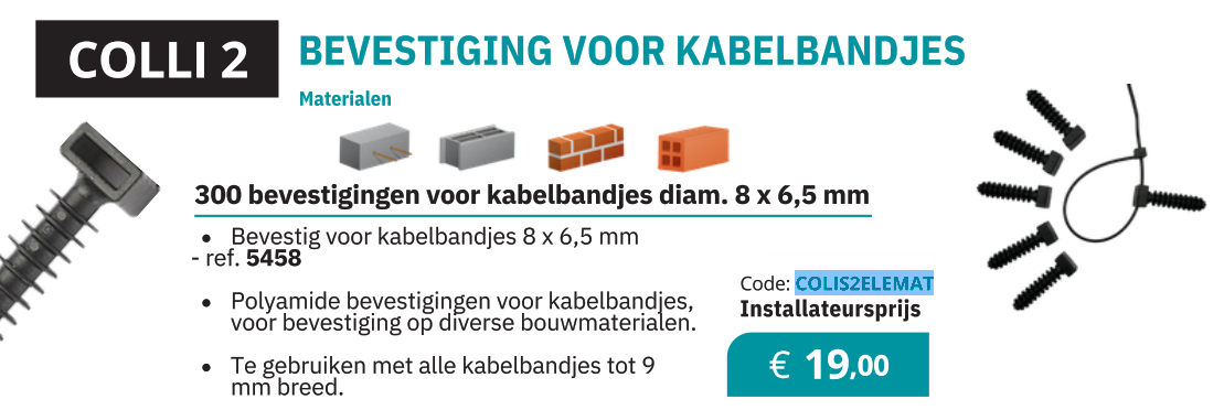 ELEMATIC - 300 Plug zwart voor kabelband diam. 8 x 6,5 mm - COLIS2ELEMAT