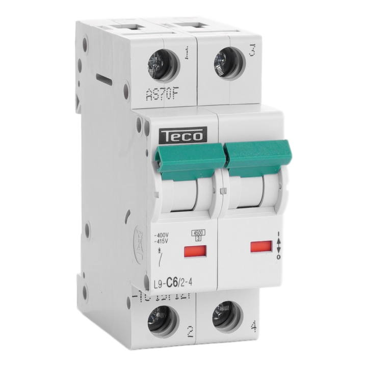 TECO - Automaat 2P 6A 4,5kA Curve C - L9C624