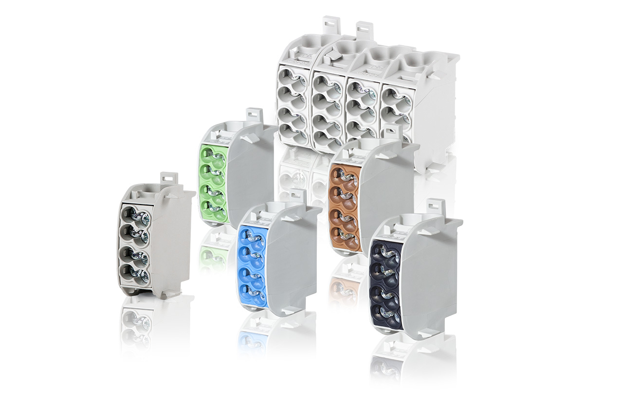 f-tronic - Aansluitklem verdeelkast 25mm² DIN rail grijs - 7110188