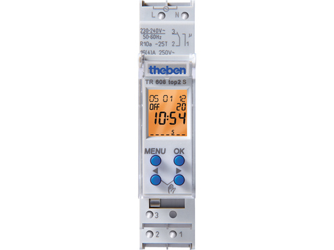Theben - Digitale klok 24U/7D 230V 50 60HZ 1CO 16A - TR608 TOP2 S