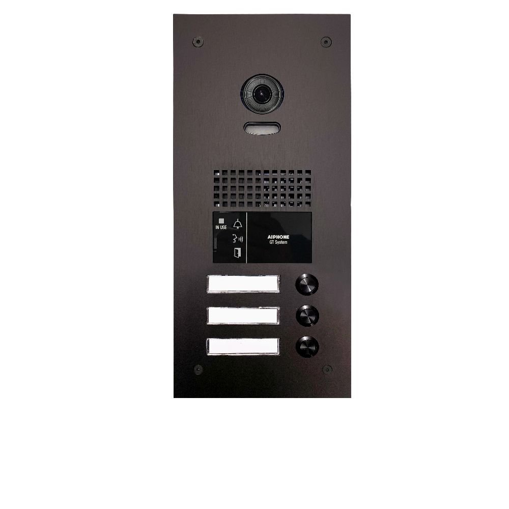 Aiphone - Zwarte GT video deurpost met 3 drukknopp - A01008003