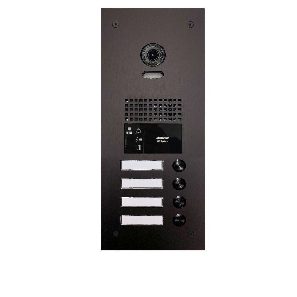 Aiphone - Zwarte GT video deurpost met 4 drukknopp - A01008004