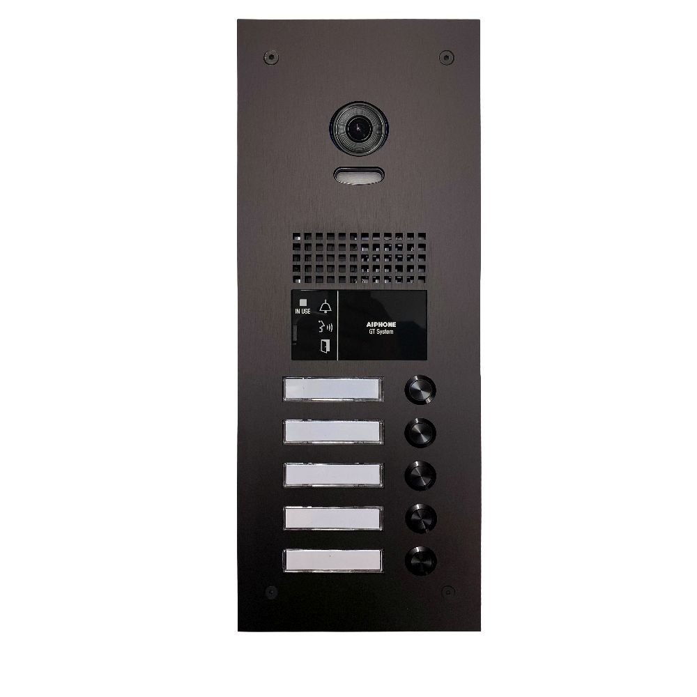 Aiphone - Zwarte GT video deurpost met 5 drukknopp - A01008005