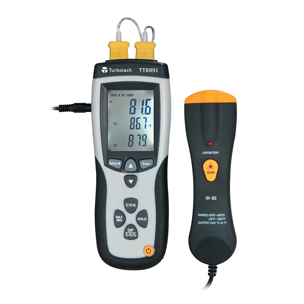 Turbotech - Temperatuurmeter 2 kanalen 200° + 1372° - A91030048