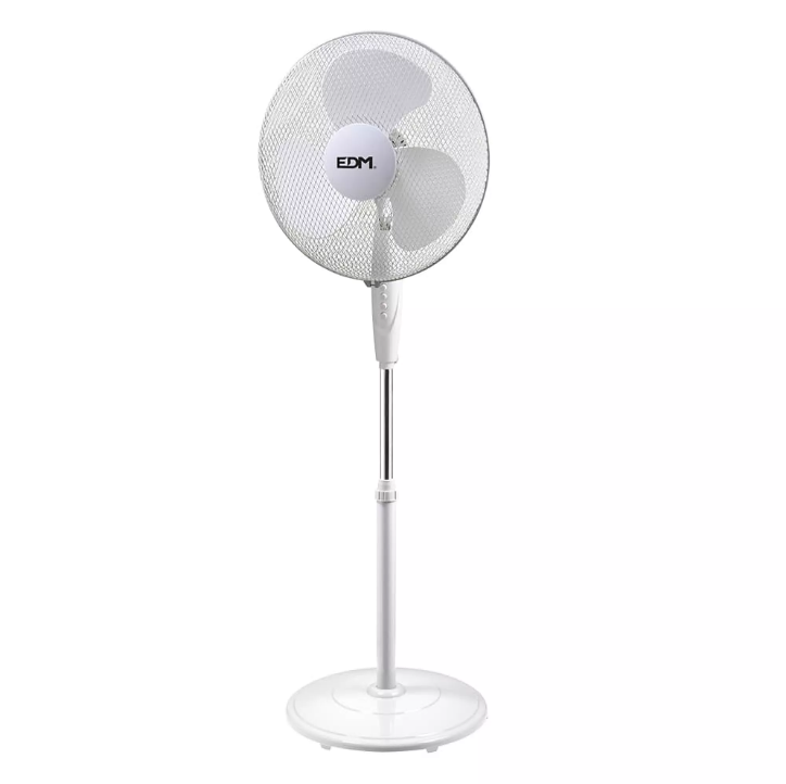 EDM - Statiefventilator 45W Ø40 cm wit met verstelbare hoogte - 33510
