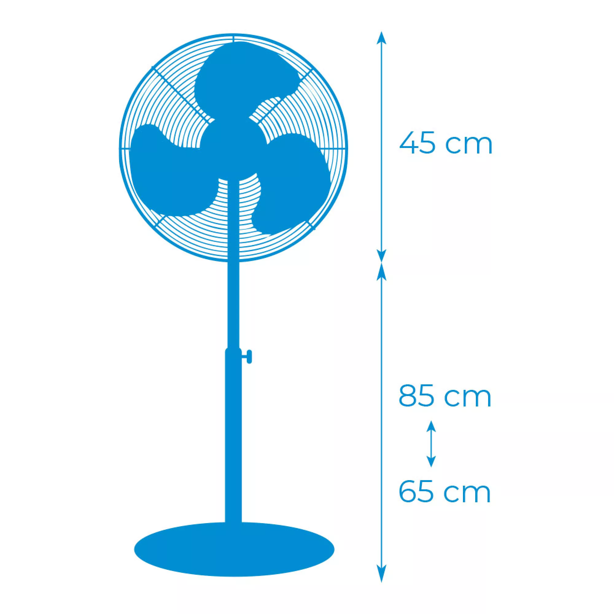 EDM - Statiefventilator 45W Ø40 cm wit met verstelbare hoogte - 33510