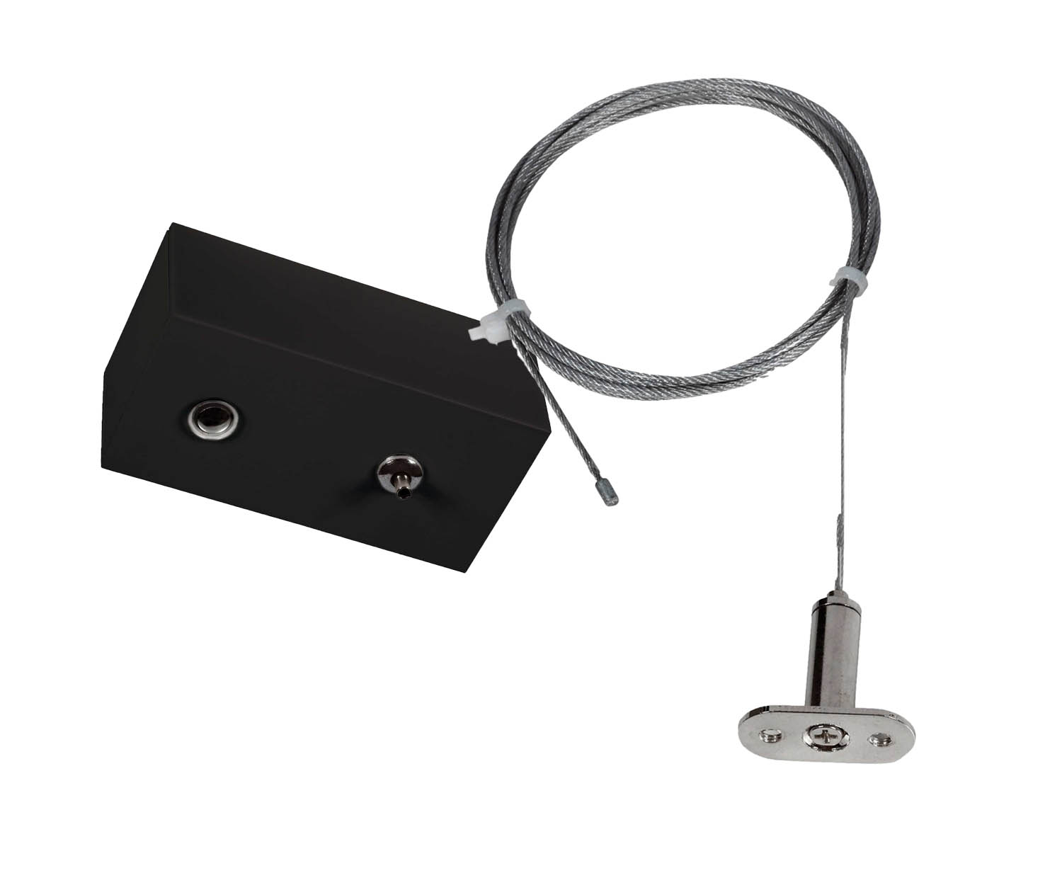 Unibright - Xline aansluitdoos zwart RAL9005 staalkabel 150 cm en voed - XLPSBB